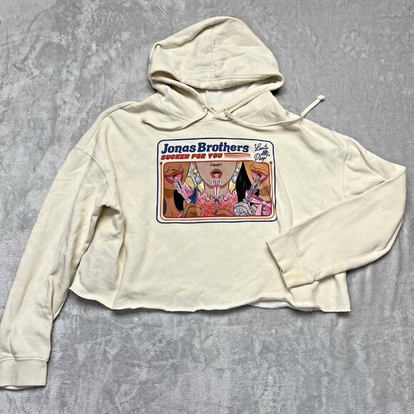Independent Tops - Jonas Brothers Women's Size XL Sucker For You, Cropped Hoodie Lollipop